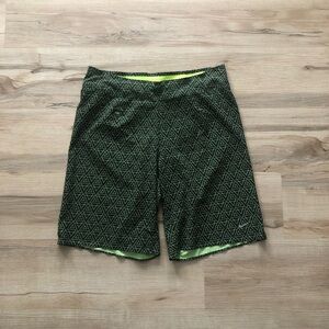 Nike Green Geometric Athletic Running Shorts
